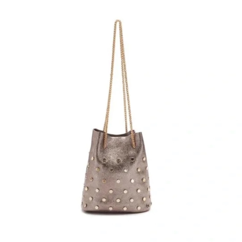 Street Level Leather Mini Studded Bucket Bag silver/gold
